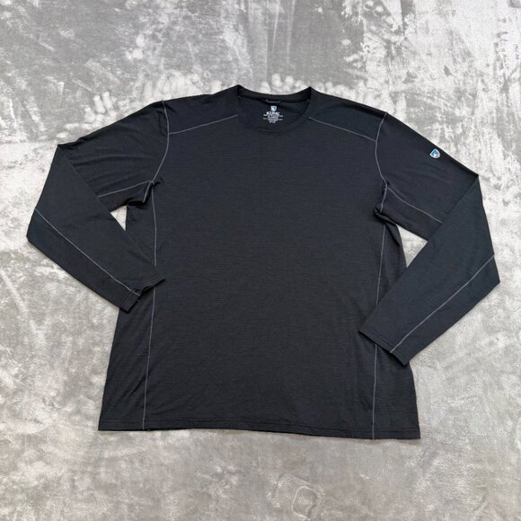 Kuhl Shirt Valiant Long Sleeve merino Base-Layer Tee mens XL  black hiking 3205 - Picture 1 of 13